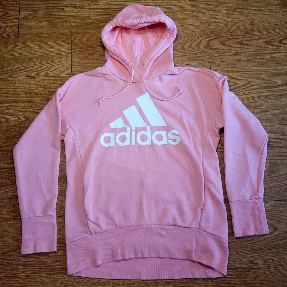 Adidas Women's 3 Stripes Pullover Hoodie Size XS Pink/White